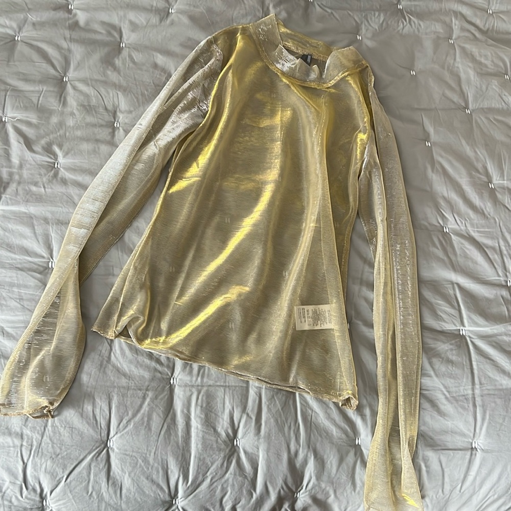Sheer gold Anthropologie longsleeve XS
